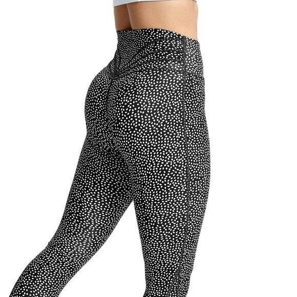 Buffbunny Black & White Polka Dot High-Waisted Leggings Workout Gym Women XL - Picture 2 of 14